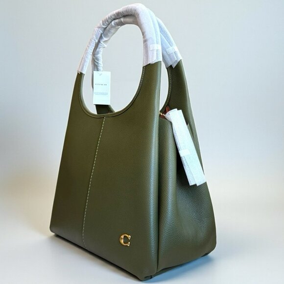 Coach Large Lana Shoulder Bag Olive Green with Gold Hardware - Picture 8 of 12